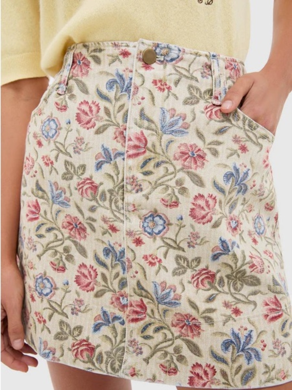 Tuckernuck Dianthus Floral Denim Morrow Mini Skirt